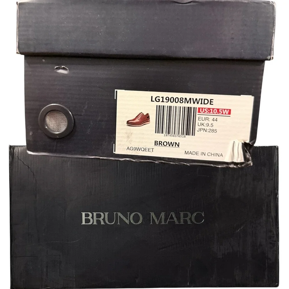 Bruno Marc Mens Modern Casual Oxford Shoes Brown Size 10.5W WIDE NEW
